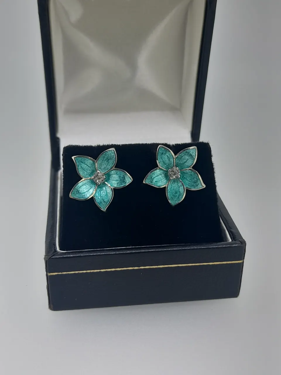 Nicole Barr Silver and Enamelled and Sapphire Earrings