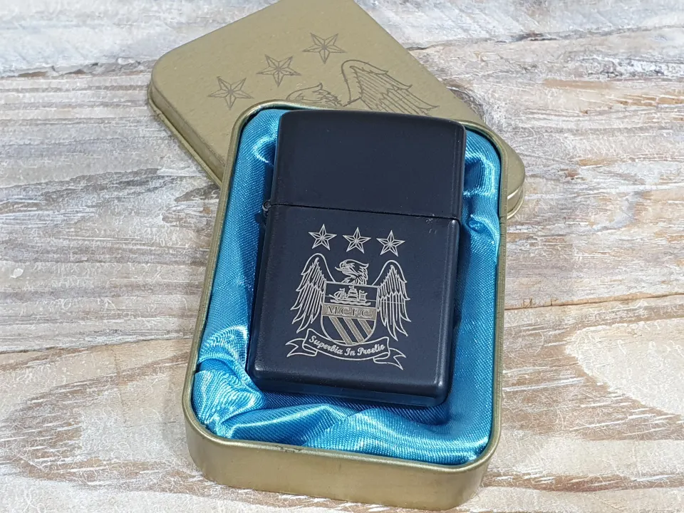 Manchester City FC Silver Petrol Lighter. Comes in presentation box.  Rrp £24