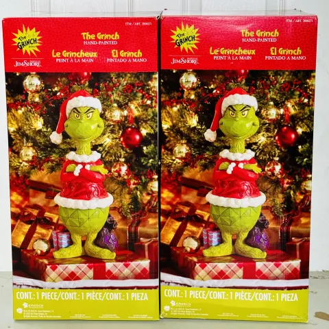 2 x Grinch Santa Statue Collectable Christmas Decoration 20" By Jim Shore Brand New Sealed Boxes
