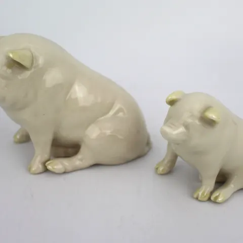 Pair of Irish Belleek Pigs c.1980