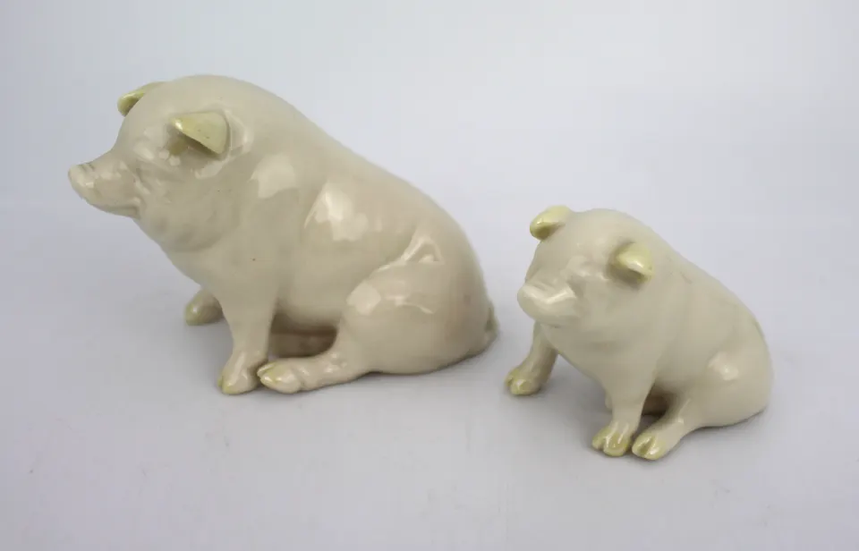 Pair of Irish Belleek Pigs c.1980