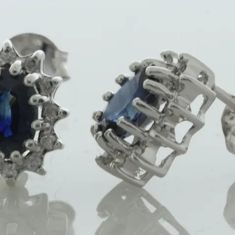 9ct White Gold Diamond And Sapphire Earring (S1.04) 0.12 Carats