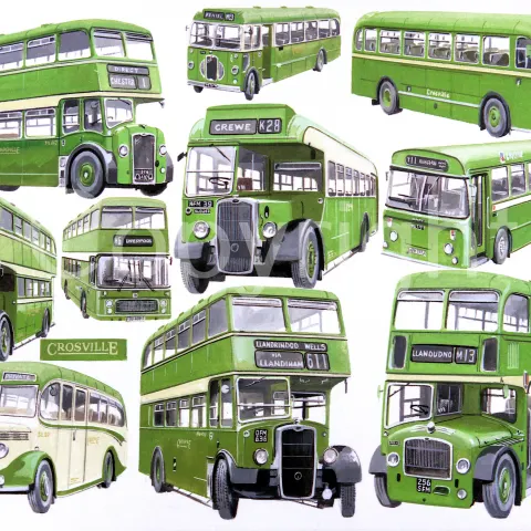 Crosville Multi Bus Nostalgic Montage Large Metal Wall Art.