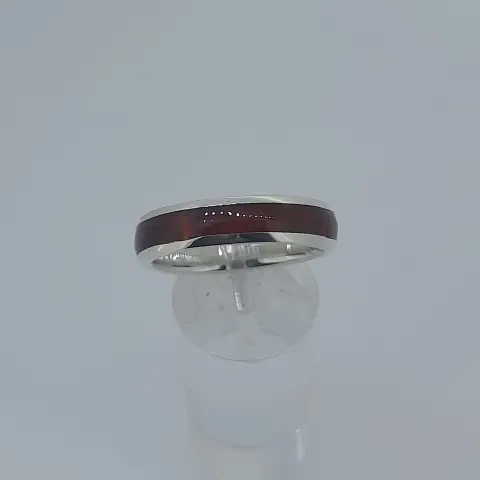 Silver band 925 set with natural amber