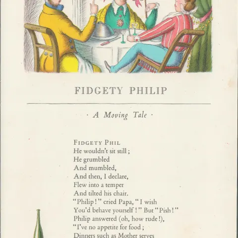 Double Sided Guinness Print 1939 80 Yrs Old "Fidgety Philip"A Genuine Double Sided Lithographed