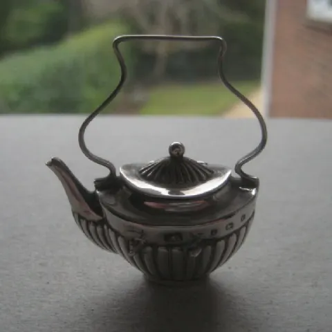 Antique Miniature Silver Fireside Kettle, Birmingham 1905