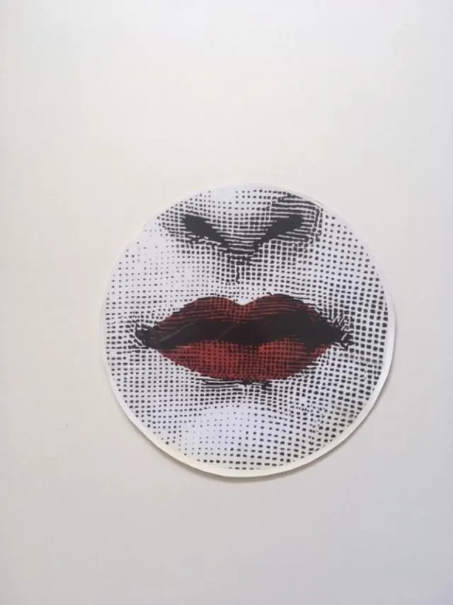 Fornasetti - 10 inch (25cm) Wall Sticker, LINA, Variazioni No 20, LINA Red Hot Lips, red, black and