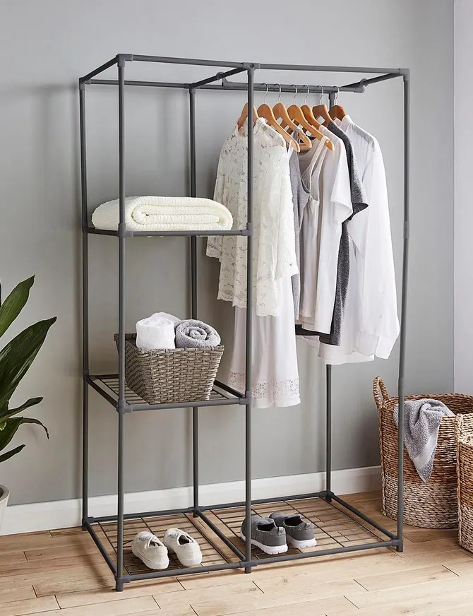 (114/2A) Lot RRP £94. 2x Items. 1x Metal Wardrobe With 3 Shelves RRP £59, Dimensions: (H160 x W90 x