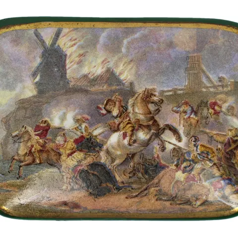 Antique Prattware English Civil War Lid