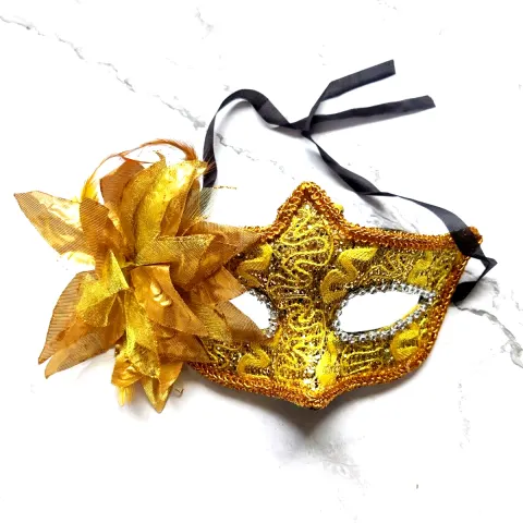 18 x Gold Deluxe Fancy Dress Masquerade Lace Mask Sequins Flowers