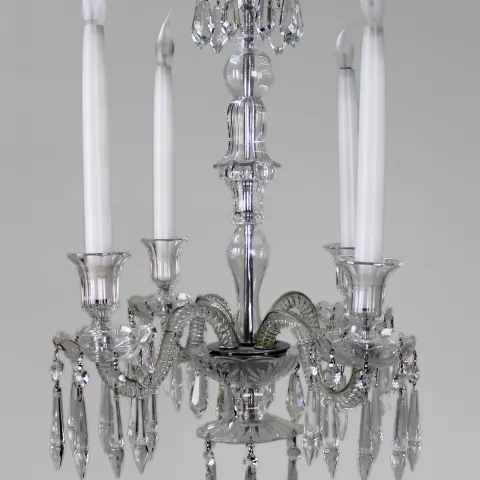 Mid-Century Cut Glass and Crystal Four-Arm Chandelier, c.1950