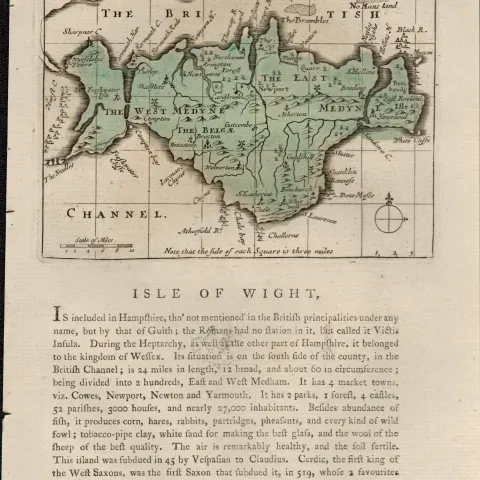 Isle of Wight Antique c1783 F Grose Copper Coloured George III Map.