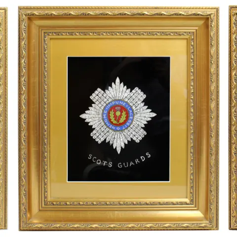 Set of 3 Military Regiment Foil Artworks Set in Gilt Frames