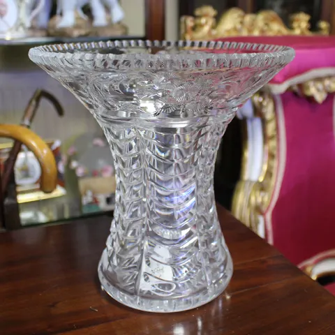 Quality Heavy Cut Glass Vase