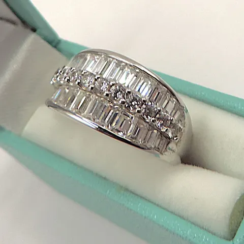 Sterling Silver Baguette Gemstone Ring New With Gift Box