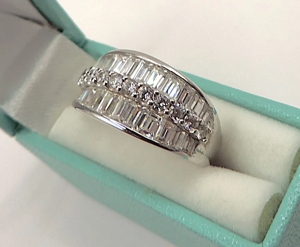 Sterling Silver Baguette Gemstone Ring New With Gift Box