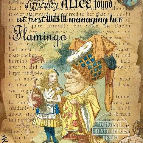 Alice in Wonderland  & The Flamingo Designed Large Metal Wall Art