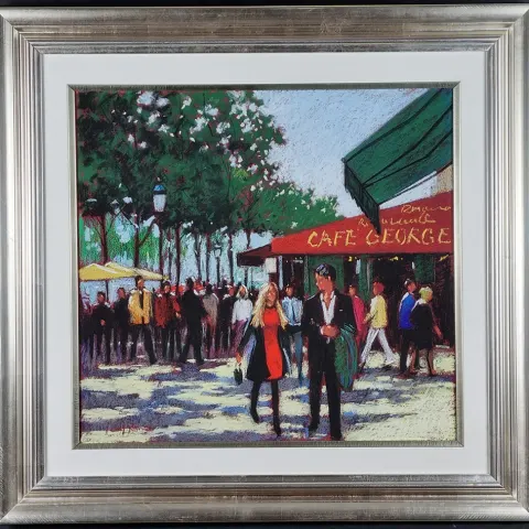 Tony Rome Original Pastel "Cafe George" Paris