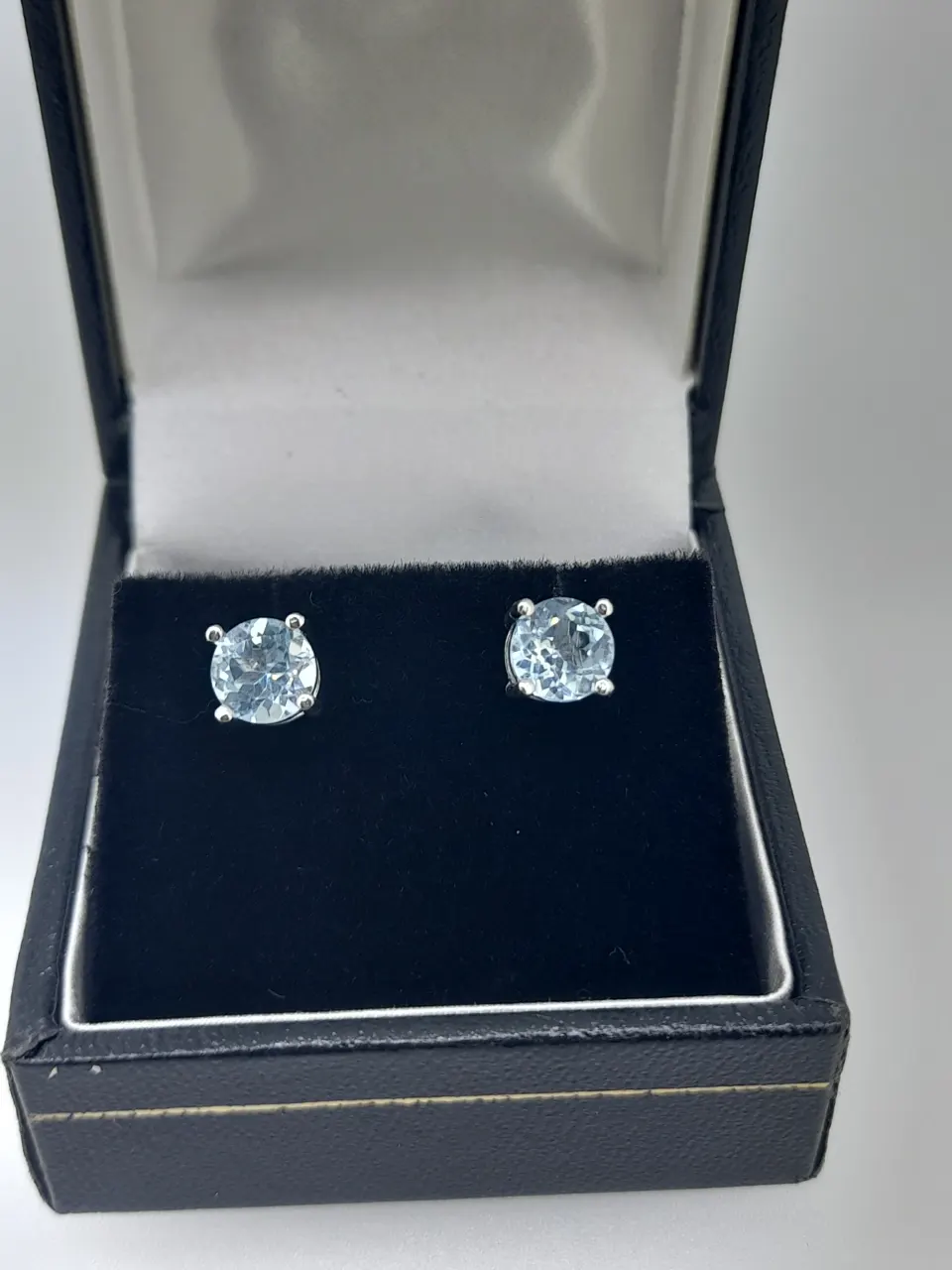 Silver Stud Earring Set With Topaz Gemstones