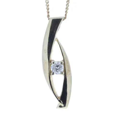 9ct Claw Set Diamond Pendant 0.18 Carats