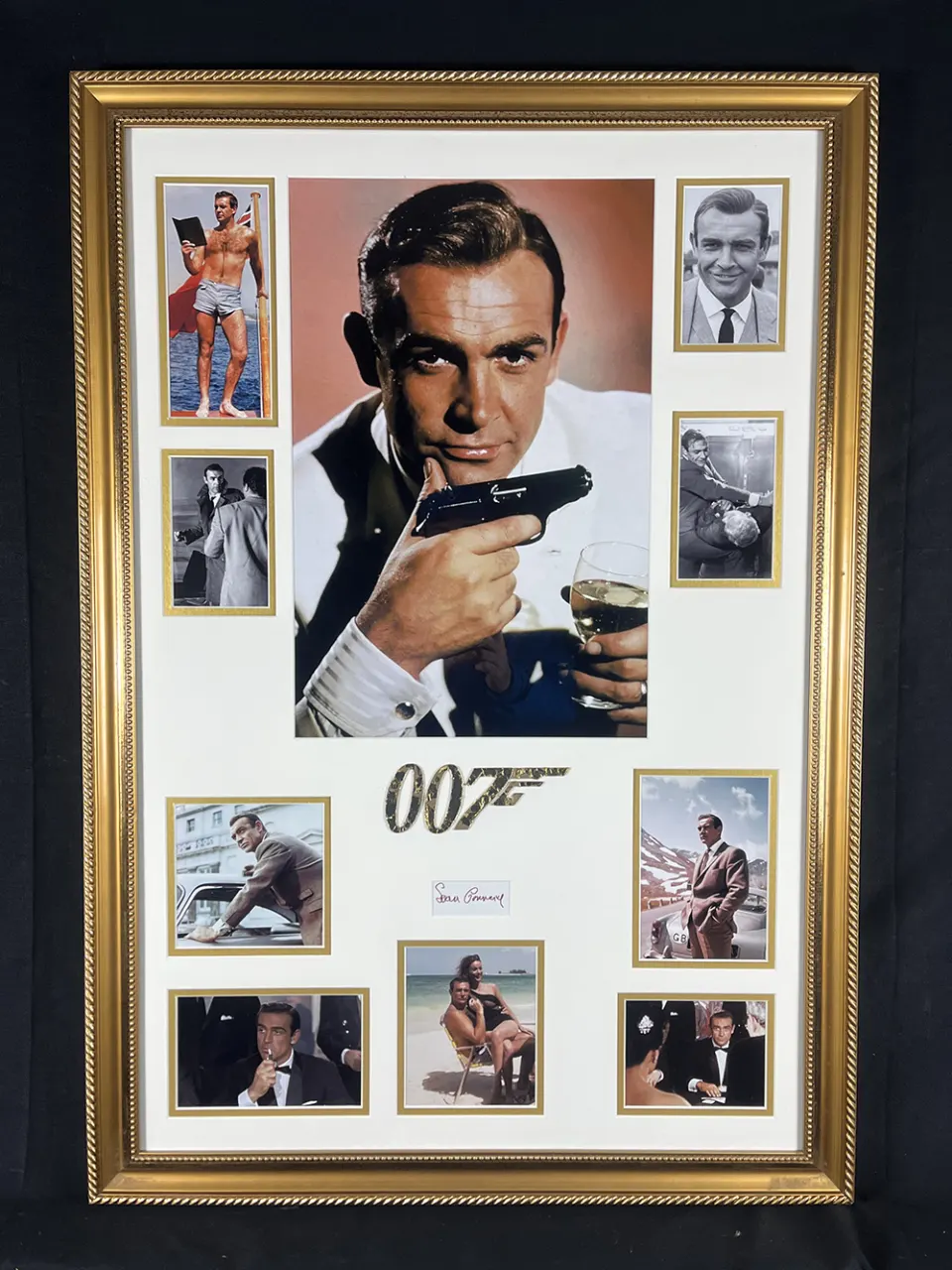 Sean Connery Bond Signed Framed Display With 24ct Gold Leaf 007