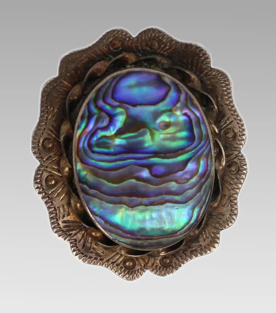 Vintage Sterling Silver Abalone Brooch