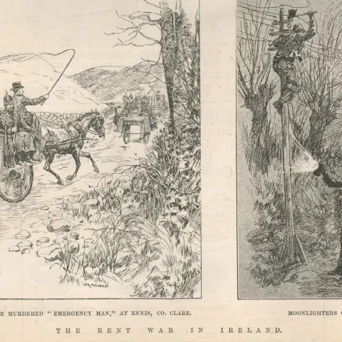 1887 Irish Land Wars Moonlighters Cutting the Telegraph Wires Co Clare