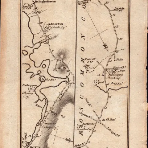 Ireland Rare Antique 1777 Map  Roscommon to Carrick Castlereagh Etc.