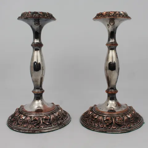 Pair of Antique Sheffield Plate Candlesticks