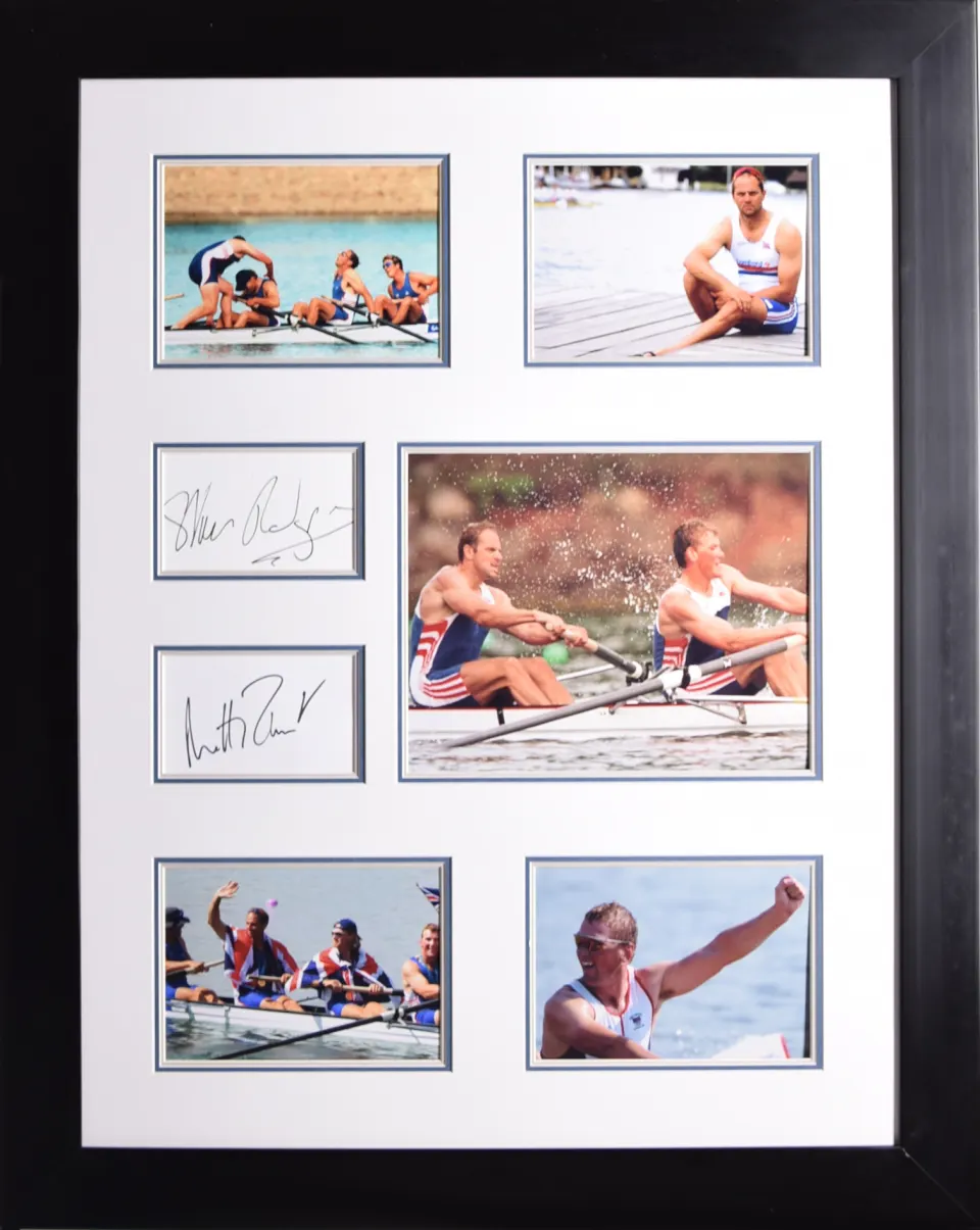 STEVE REDGRAVE & MATTHEW PINSENT framed original signature presentation