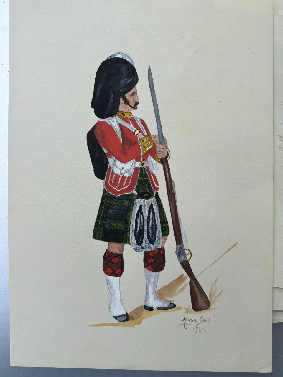 Vintage Watercolour Book Illustration ? Noel Gold "75th Foot Gordon Highlanders"