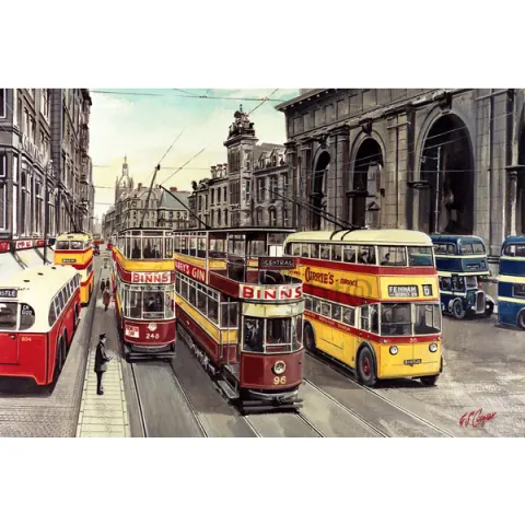 Reproduction Large Trams & Buses Metal Sign "Newcastle Transport"Reproduction Large Trams & Buses