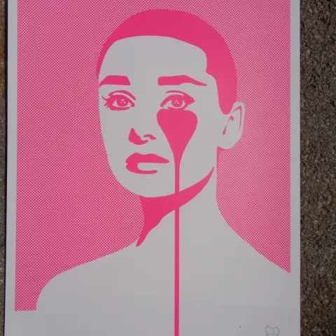 Pure Evil Signed Limited Edition Art Car Boot Fair x/100 50 x 35cm Pink