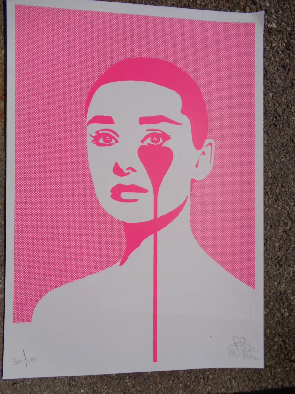 Pure Evil Signed Limited Edition Art Car Boot Fair x/100 50 x 35cm Pink
