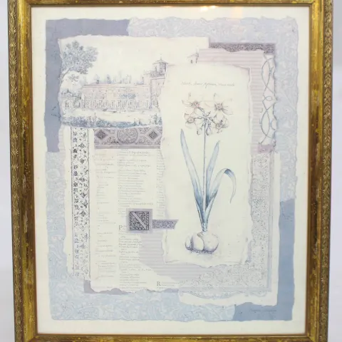 Large Contemporary Print Set in Gilt Frame