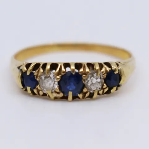 Five Stone Sapphire & Diamond 18ct Gold Ring