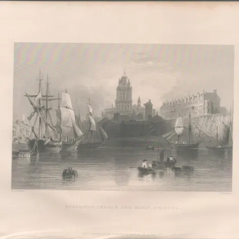 Bristol Redcliffe Church Antique 1842 Steel Engraving.