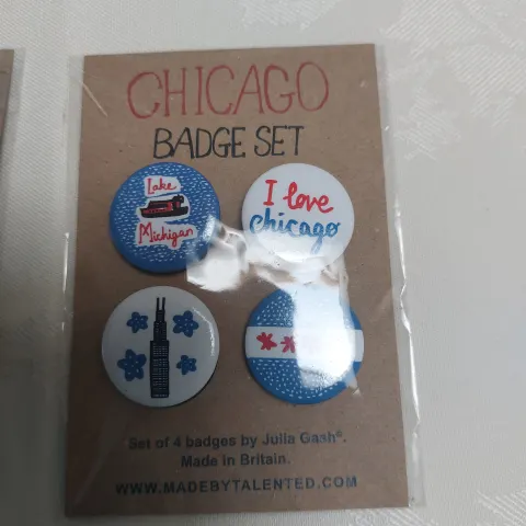 Chicago Badge Set x 3.  By Julia Gash