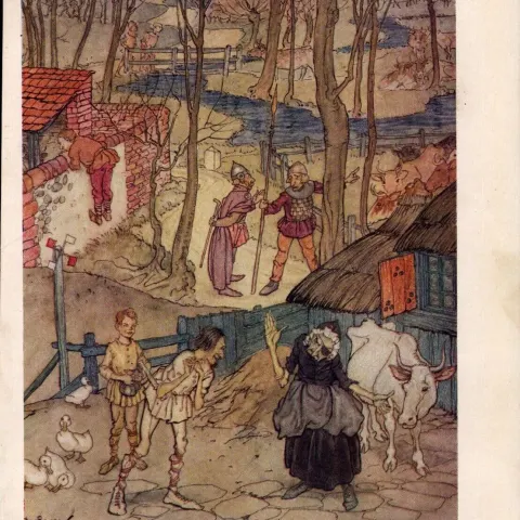Each Leg of Her Cow 1924 Irish Fairy Tales Arthur Rackham.
