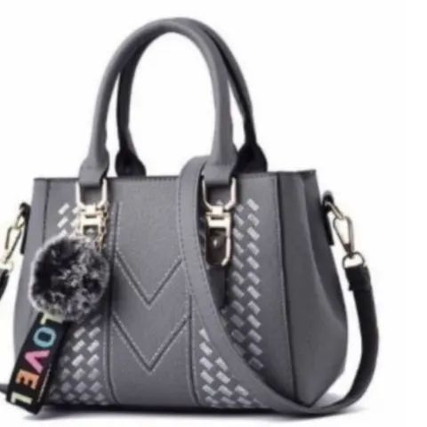 Embroidery Messenger Bag, Women's Leather Handbag, Grey