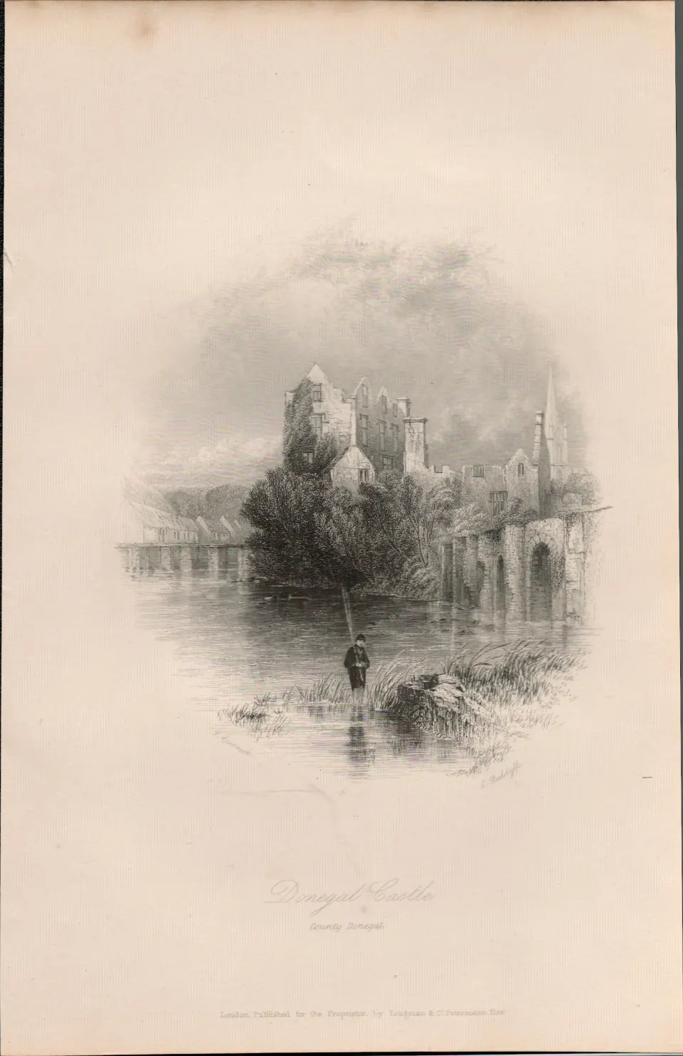 Donegal Castle Co Donegal 1837-38 Victorian Antique Engraving.