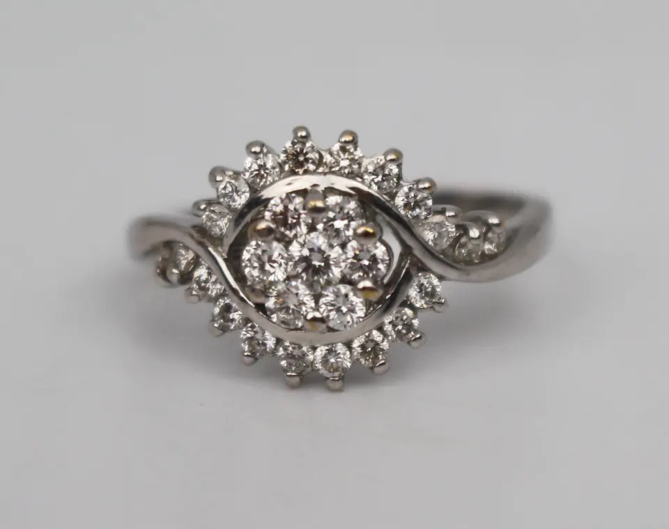 Elegant Diamond Fancy Cluster Ring - 18ct White Gold