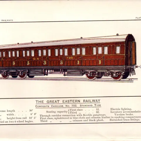 North Eastern Railway 3rd Class Carriage Train Antique Book Plate.