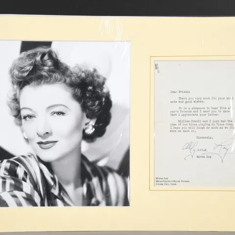 MYRNA LOY Original signature