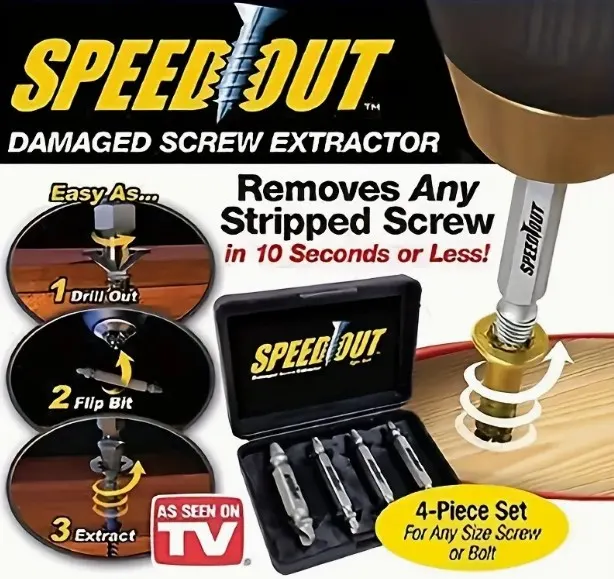 4pcs Steel Broken Speed Out Damaged Screw Extractor Drill Bit Remover Guide Set