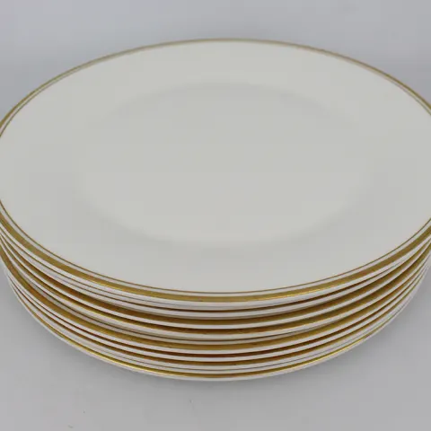Set of 10 Royal Doulton Gold Concord Dinner Plates