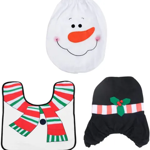 5 x SNOWMAN TOILET SEAT COVER, CISTERN COVER and RUG SET