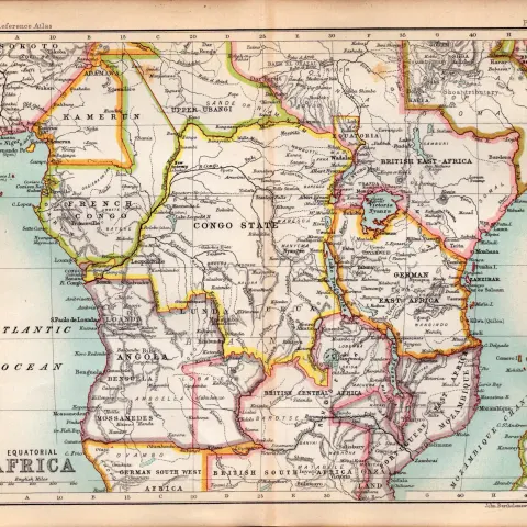 Equatorial Africa  Double Sided Victorian Antique 1898 Map.