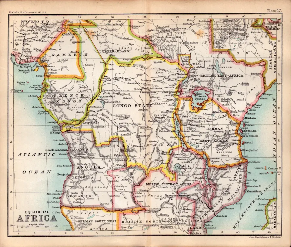 Equatorial Africa  Double Sided Victorian Antique 1898 Map.