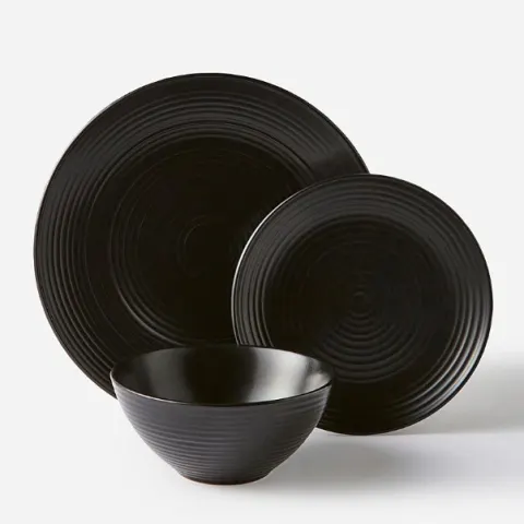 (149/MR1G) 3x Dinner Set Items. 1x Loxton 12 Piece Dinner Set Black RRP £35. 1x Stag Dinner Set Gre